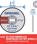 Dremel EZ456 EZ Lock fiberglass-reinforced metal cutoff wheels, 1.5-inch diameter, 5 pcs