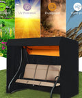Durable 600D Oxford Patio Swing Cover For Outdoor 3 Seater Garden Hammock Glider Built Tough Waterproof Windproof With Zippers And Buckles