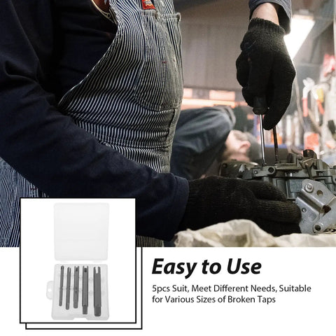 Rock Solid Damaged Screw Extractor Kit For Steel And M5 To M10 Threads Makes Broken Stripped Screws Disappear Fast So You Can Wreck Less Metal And Fix Stuff Like A Boss This Portable Tool Set Is Total Game Changer For Any Garage Or DIY Job When You Need, 5-piece extractor set in case