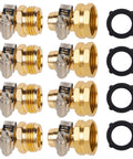 Four Pack Aluminum Garden Hose Repair Connectors Set With Clamps Five Eighth Inch Barb To Three Quarter Inch GHT Thread Male And Female