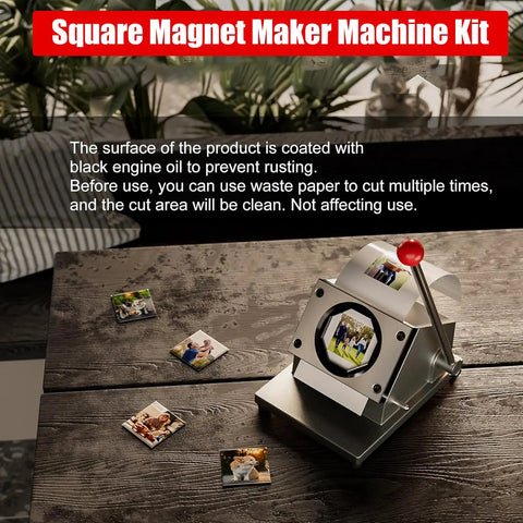 DIY Fridge Magnet Making Kit 2x2 And 2.5x2.5 Inch Square Magnet Press With Paper Cutter Pro Grade Magnet Maker Machine on table