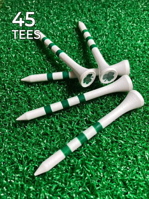 3-1/4 Inch Shamrock Golf Tees Green Durable 100 Percent Natural Hardwood Tees For St Patrick's Day Rounds Adds Luck To Your Swing