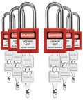 Lockout Tagout Safety Padlock Set With 6 Red Keyed Different Locks And Two Keys Per Lock For OSHA Compliance Job Site Ready