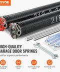 Garage Door Torsion Springs Pair With 0.218 Inch Wire, 2 Inch Inner Diameter, 24 Inch Length, Easy Install Non Slip Winding Bars, 16000 Cycles