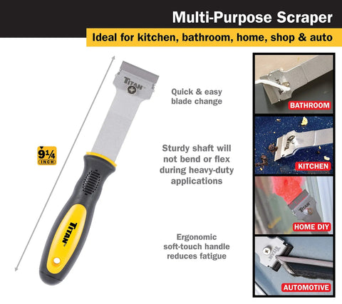 2-Piece Multi-Purpose And Mini Razor Scraper Set With 9-1/4-Inch Heavy-Duty Scraper shown with ergonomic handle and blade.