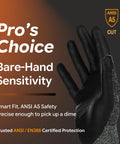 Level 5 Cut Resistant Gloves Cru553 With 3D Comfort Fit, Slim Yet Strong, Grippy Firm Grip, Touch Screen Ready, ANSI A5 Protection