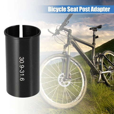 Seat Post Reducer Sleeve Adapter 30.9mm To 31.6mm For Bikes Aluminum Alloy Black Easy Install No Tools Needed next to mountain bike