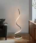 Dope 37 Inch LED Spiral Floor Lamp With Curved Modern Design For Office And Living Room Dimmable Built In Dimmer in Jet Black