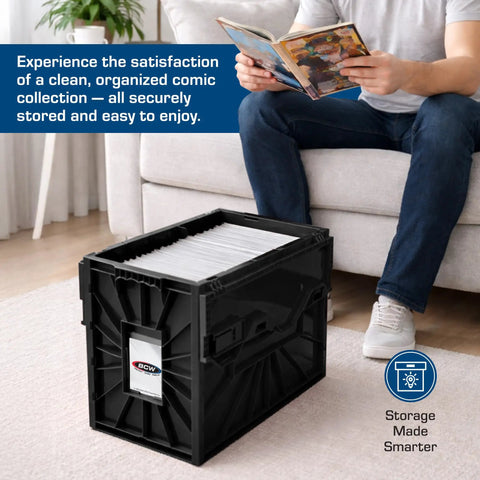 Heavy Duty Comic Bin Holds 150 Graphic Novels Stackable Collector Storage Box With Divider Partition To Safeguard Grail Stacks And Keep Your Haul Feeling Fresh