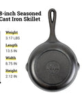 8 Inch Cast Iron Skillet With Ergonomic Handles For Easy Grip And Spatula Friendly Sides Built For Superior Heat Retention