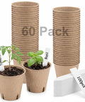 60 Pack 3.15 Inch Biodegradable Seed Pots With Drainage Holes Germination Starter Pots Kit Plus 100 Plant Labels For Gardening