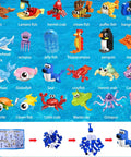 Mini Ocean Animals Building Blocks Party Favor Kits For Kids, 24 Pack Goodie Bag Stuffers, showing various animal figures and instruction sets.