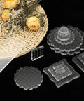 Clear 1x1 Inch Stamp Block Set With Grid Lines 6 Pack Transparent Acrylic Mounting Blocks For Scrapbooking Card Making And DIY Crafts Easy Alignment For Perfect Stamping Every Time, clear acrylic blocks on black background