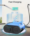 Cordless Robotic Pool Cleaner For Inground Pools 2026 Upgrade charging in 4 hours, dark blue, showing fast charging capability