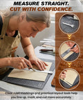 Person using Leather Working Tools Kit Max Version With Custom Handbag Cutting Mats for precise leather cutting.
