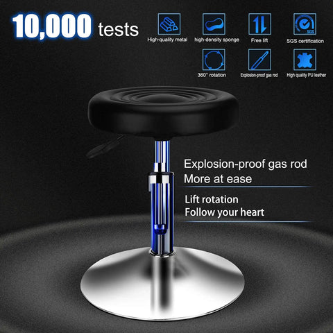 Round Office Stool Chair With 360 Degree Swivel And Pneumatic Height Adjustment From 15.7 To 21.3 Inches, explosion-proof gas rod