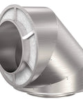 Built Tough Double Wall Stainless Steel Grease Duct 14 Inch Round 90 Degree Elbow Pre Insulated for exhaust in restaurant kitchens.