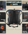 Heavy Duty Waterproof Dry Bag Backpack 35L 55L 85L With Roll Top Closure features back pad, ergonomic straps, and whistle