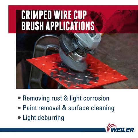 6 Inch Crimped Wire Cup Brush With.020 Inch Steel Fill For Grinders, 5/8-11 UNC Nut, Made In USA, Built Tough Pro Grade Deburring And Surface Finish Tool