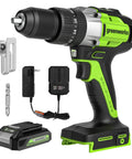 Cordless Hammer Drill With Brushless 24V Power One Half Inch Capacity 530 Inch Pounds Torque 4 Ah Battery And Charger Included Model DDG402