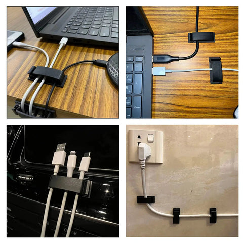 Self Adhesive Cable Clips 50 Pack Cord Organizer Wire Clips for Desk Wall TV Under Desk PC Home Office Car in use