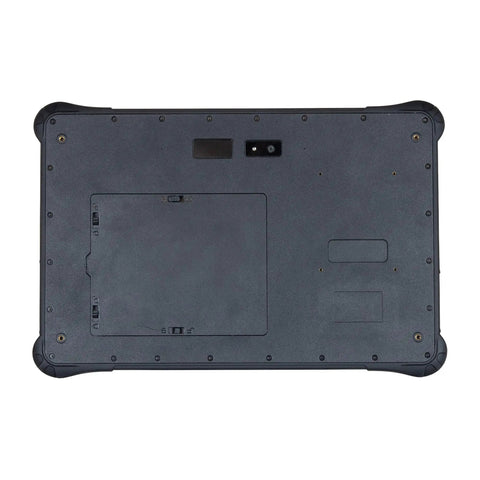 Back view of Rock Solid 10 1 Inch Industrial Rugged Tablet With Android 11 Os and IP67 Waterproof Rating showing sealed battery compartment.