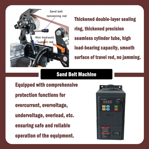 Heavy Duty Belt Sander Grinder With Variable Speed Setup And Real Deal Copper Motor, Knockout Bench Top Sander For Quick Deburring, packs three 1800mm belts