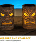 Set Of 2 Solar Tiki Torches With Flickering Flame Effect For Outdoor Patio Decor, Tiki Head Solar Lights on patio flooring