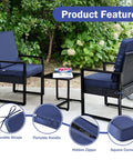 Outdoor Cushion Set 24x24x4 Inch Navy Blue With Removable Cover Waterproof And Fade Resistant Cushions For Patio Furniture