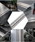 Rock Solid Weldable Stainless Steel Continuous Hinge 72 Inch Length shown in various applications with tools in workshop.