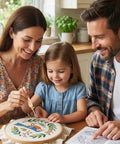 Family using Dope Punch Needle Kit With Adjustable Wooden Handle for embroidery project at home