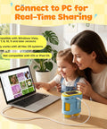 Portable Kids Microscope With 1000X Magnification And 2 Inch HD Screen 4K Ultra Clear View Learn Science At Home Easy To Use For Beginners Perfect Gift For Curious Young Minds And Home Lab Projects connected to laptop