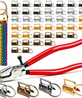 40Pcs Key Fob Hardware Set 1 Inch Kit With Glass Running Pliers For Wristlet Keychains And Lanyards, 4 Color Keychain Making Supplies