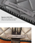 Dressage Saddle Pad For Horses High Performance Leather With Superior Shock Absorption Waterproof Wear Resistant Gray Close-up