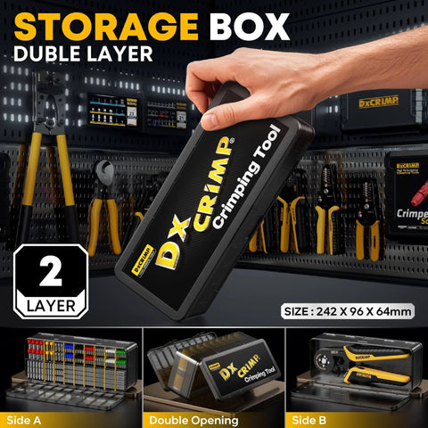 Beefy Ferrule Crimping Tool Kit With Ratchet Pliers For 24-8 AWG Wire Includes 18 Insulated And Non Insulated Ferrules storage box