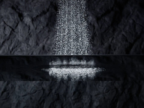 Water flow from 2.5 GPM showerhead with Katalyst Air Induction Technology, part of Rite Temp Shower Trim Kit with Push Button Diverter