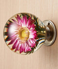 Swanky Resin Crystal Ball Cabinet Knobs Rad Furniture Pulls Durable Metal Wardrobe Handles with floral design on smooth surface