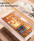 46 Piece Tool Box Organizer Set With 5 Size Tray Dividers Orange Desk Drawer Organizer for storing stationery in desk drawer.
