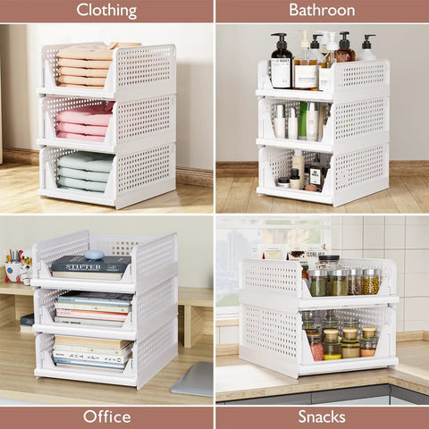 Flat Out Essential 5 Pack Stackable Closet Organizers Smooth Space Savers Premium Fabric Storage Boxes For Clothes And Linens Legit Wardrobe Hack Solid Home Setup