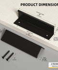 Diagram showing dimensions of 20 Pack Black Cabinet Pulls 3 Inch Edge Finger Pull Aluminum Alloy Hardware with screws included