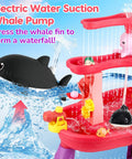 3 Tier Water And Sand Table With Pump For Toddlers To Kids Ages 1 To 8 Outdoor Backyard Splash Play Set depicting whale pump