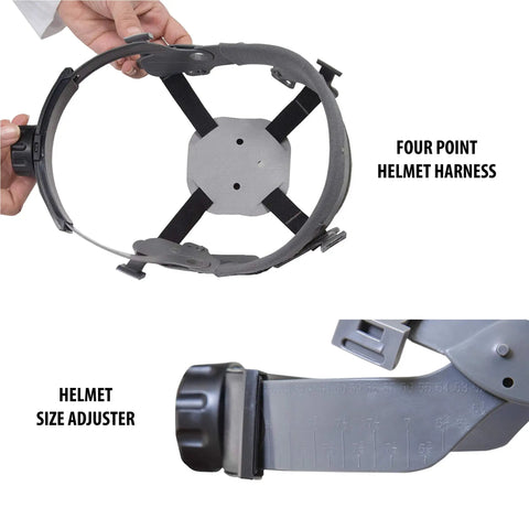 Four point harness and size adjuster of Safety Hard Hat With ANSI Z89.1 2014 Type I Class E Protection HDPE Cap Style Helmet