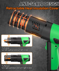 1800W Industrial Heat Gun With Lightning Fast Heat Up 122F To 1202F Variable Temperature Control Overheat Protection