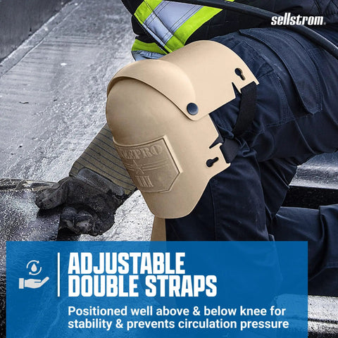 Ultra Flex III KneePro Triple Layer Foam Knee Pads With Heavy Duty Shell worn by person kneeling on concrete