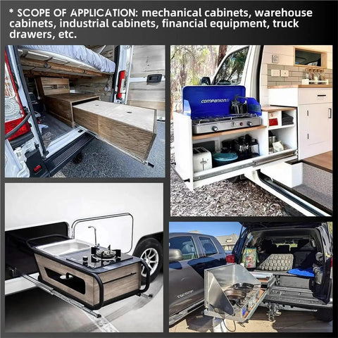 Beefy Heavy Duty Drawer Slides 1 Pair, 68kg Load Capacity, Side Mount Full Extension Rails, in camper van and cabinet drawers