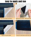 Step-by-step guide to using Ultra Thin Rug Tape Set With 12 Reusable Sheets, Non Slip Carpet Tape on hardwood floor.