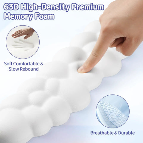 Cloud Wrist Rest Keyboard Pad With Memory Foam And PU Leather For Palm Support, close-up of white memory foam texture