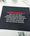 Engineer Definition Mouse Pad For Engineers And Engineering Students Nerd Gift Funny Mechanical Electrical Civil Engineer 9.5 Inch Desk Mat displayed on desk with text definition.