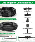 Drip Irrigation System With 100 Ft Quarter Inch Soaker Hose And 10 Ft Half Inch Tubing For Raised Beds, Veggies, Lawn, And Greenhouse