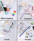 Mesh Zipper Pouch Bags Set Of 24 In 8 Colors Waterproof File Storage Pouches with different uses: office supplies, cosmetics, travel, puzzles.